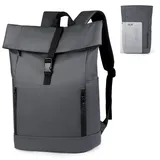 Aulenge Laptop Rucksack Damen Rolltop Rucksack Wasserdicht Arbeitsrucksack Herren Tagesrucksack für Arbeit Schule Reisen Outdoor Grau