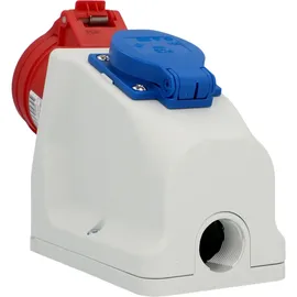Unitec PCE CEE-Kombi-Wandsteckdose 1x Schutzkontakt 1x CEE 16A blau