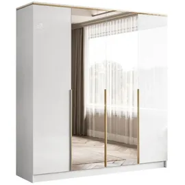 lookway Drehtürenschrank AURORA 200 x 213 x 57 cm Hochglanz Weiß