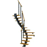 DOLLE Mittelholmtreppe Frankfurt (Breite: 65 cm, 1/2-gewendelt, Anthrazitgrau, Farbe Stufen: Eiche, Natur, Geschosshöhe: 259 – 301 cm)