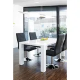 Mid.you Tischgruppe, Schwarz, Weiß Hochglanz, Metall, Textil, rechteckig, Säule, 90x76x180 cm, Esszimmer, Tische, Esstische