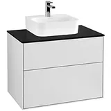 Villeroy & Boch Finion Waschtischunterschrank F08200MT 80x60,3x50,1cm, Abdeckplatte black matt, White matt lacquer