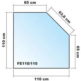 ECOfoxx Funkenschutzplatte Fünfeck 110 x 110 cm Glas schwarz