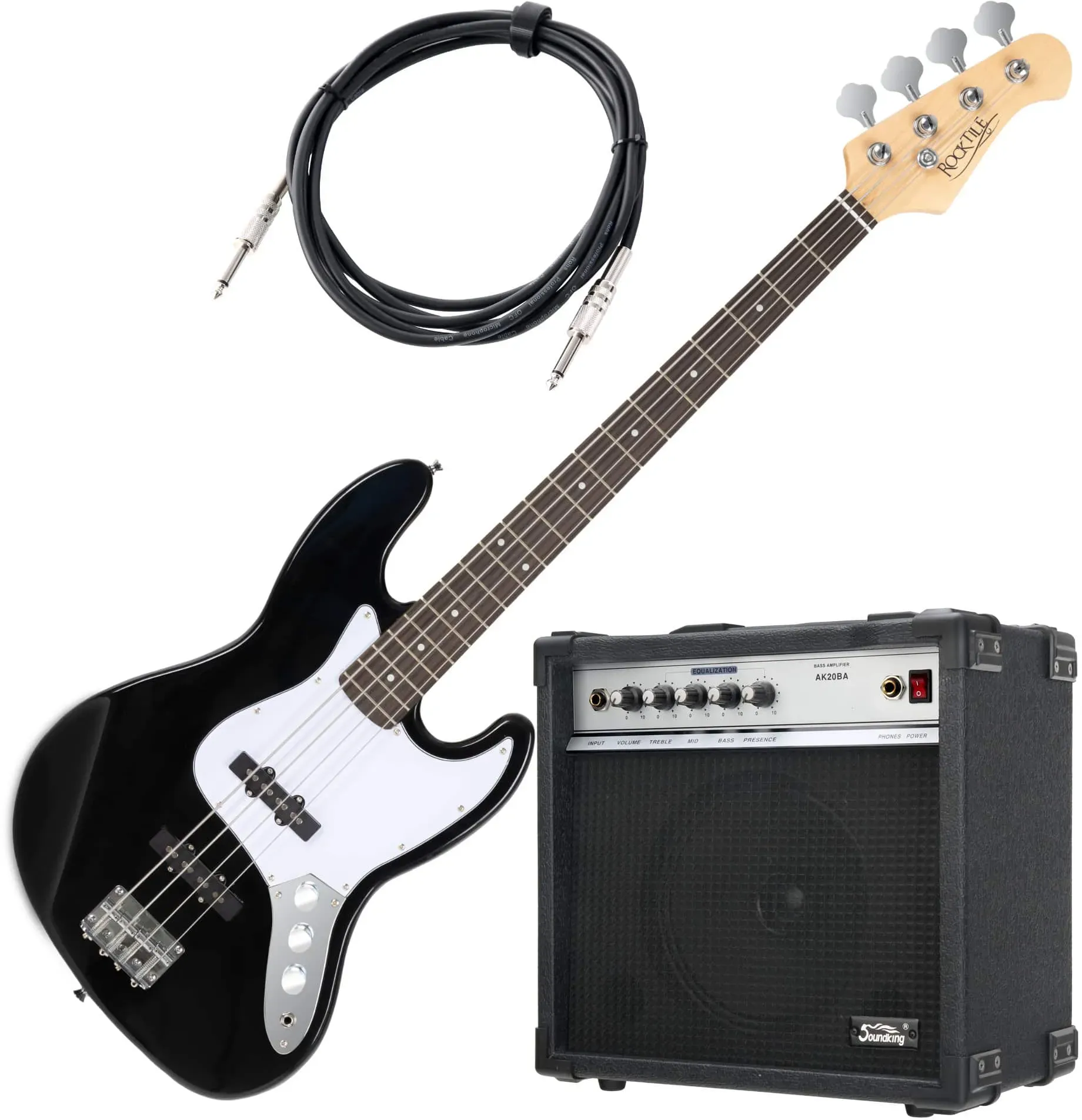 Rocktile Fatboy II BK E-Bass Black Verstärker Set