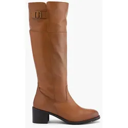Leder Weitschaftstiefel - Damen - braun
