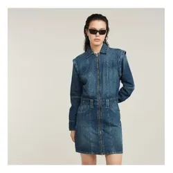 G-Star für Damen. D25362-D301-G334 Biker-Kleid blau (L), Lässig, Denim, Langarm