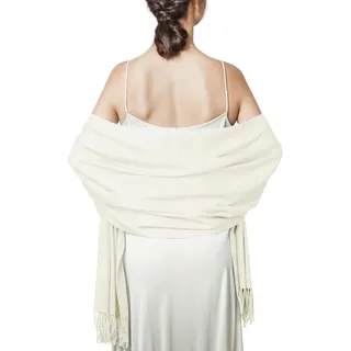 Schal Elfenbein Stola Damen Festlich für Abendkleid Pashmina Schals Tücher Winter - L