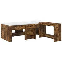 vidaXL Hochbett mit Schreibtisch für Kinder 2 Stk. 0 x 0 cm Eiche Geräuchert
