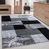 Carpettex Teppich Wohnzimmer Kurzflor 80 x 150 cm Läufer Flur Teppich Modern Abstrakt Kariert Design Schwarz - Teppich Bettvorleger Schlafzimmer Weich Flauschig Waschbar Küchenläufer Esszimmer Teppich