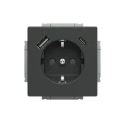 Busch-Jaeger 20EUCB2USBAC-81 SCHUKO® USB-Steckdosen-Einsatz Safety+ mit USB A/C anthrazit - Plattform 63 2CKA002011A6300 20EUCB2USBAC81