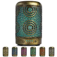 SALKING Aroma Diffuser, 100ml Metall Aromatherapie Raumduft Diffusor ätherische Öle, Duftöl Raumbefeuchter Elektrisch Duftlampe, 7 Farbe Licht Vintage Gold für Büro Zuhause Yoga
