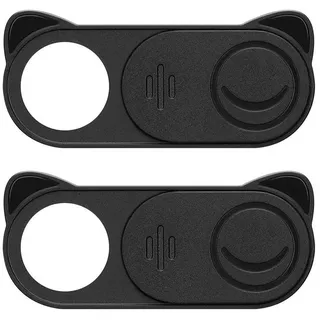 kwmobile Webcam Abdeckung für Tablet Laptop Notebook u.a. - 2X Kamera Cover Ultra dünn - Kunststoff Schutz Schieber Slider - Schwarz