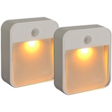 Mr. Beams Batterie-LED-Wandleuchte "MB720A" Weiß mit Bewegungsmelder 2er Pack