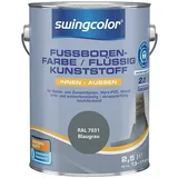 swingcolor 2in1 Flüssigkunststoff / Fußbodenfarbe RAL 7031 6151.D2,5.7031 (Blaugrau, 2,5 l, Seidenmatt)