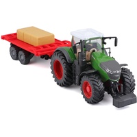 BBURAGO Traktor Fendt 1050 Vario mit Heuballen-Anhänger: Spielzeugtraktor mit