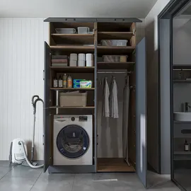 roomartstore.de Dora-II Waschmaschinenschrank 130 x 0 x 0 cm Weiß