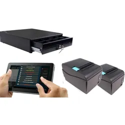 Mobiles Kassensystem für GASTRONOMIE: 10" Touchscreen Terminal, 2xBondrucker, Geldlade
