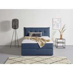Boxbett ANDAS "Kederleicht", blau, B:175cm L:213cm, Komplettbetten, Boxspringbett, inklusive Bettkasten & Topper, in 4 Breiten und 2 Härtegraden