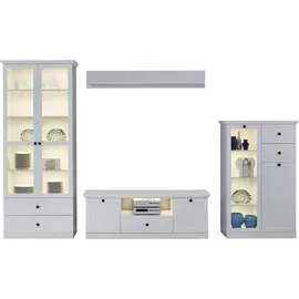 Home Affaire Wohnwand Örebro, (Set, 4-St), Wohnzimmermöbel im zeitlosen Landhausstil - Mit Vollauszug-Funktion weiß