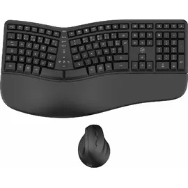 MOBILITY LAB Ergo C30W - Ergonomisches Kabellos-Set mit verstellbarer Neigung - AZERTY Layout - Repose-Poignets aus Memory-Schaum - Büro, Zuhause, Gaming - Dual Wireless USB & Bluetooth Verbindung