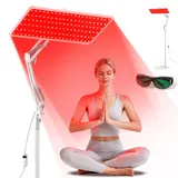 Morfone Rotlichtlampe für Ganzkörper & Gesicht, Infrarotlampe mit Tri-Wellenlänge (660nm, 850nm, 940nm), 5 Helligkeitsstufen Keine Hitze Rotlicht Panel mit Verstellbarem Ständer (Weiß, M)