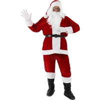 9 in 1 Nikolauskostüm - Größe S-XXXXL - Weihnachtsmannkostüm Verkleidung für Weihnachten - Kostüm für Nikolaus - Weihnachtsmann - Santa Claus - Herren/Erwachsene (XXXX-Large, rot)