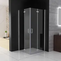 MIQU Duschkabine Eckeinstieg 90x80 cm Falttür Duschwand mit Doppel Faltbar Duschtür, 6mm NANO ESG Glas, Drehfalttür komplett Dusche Duschabtrennung Höhe 185cm, ohne Duschwanne