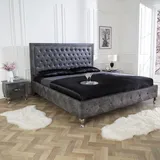 Riess-Ambiente Chesterfield Doppelbett EXTRAVAGANCIA 180x200cm antik grau Nietenbesatz