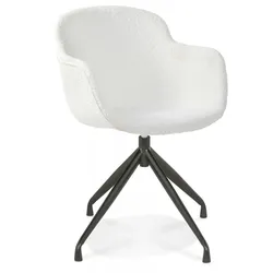 Drehstuhl mit Armlehnen aus Metall und Bouclé Stoff | Bürostuhl mit ergonomischer Rückenlehne | Skandinavischer Stil | Kadima Design