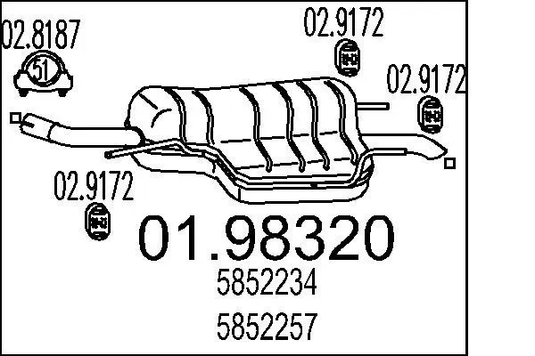 MTS Endschalldämpfer  für OPEL 5852438 5852257 5852434 01.98320