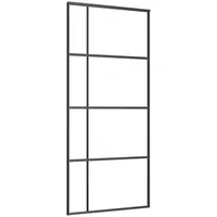 vidaXL Haustür Schiebetür ESG-Glas und Aluminium 90x205 cm Schwarz (1-St) schwarz 90 cm