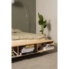 Karup Stauraumbett KARUP DESIGN "Merge Bed Bettgestell m. integrierter Bank m. Stauraum, mehrere Größen", beige (natur), B:144cm H:32,5cm L:227cm, Betten, Stauraumbett, inkl. Lattenrost, excl. Matratze, FSC-zertifiziertes Massivholz