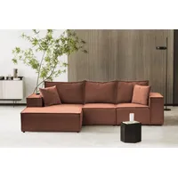 Fun Möbel Ecksofa Sofa ALVARO inkl. QI Ladegerät Stoff Opera Velvet Altrosa Ottomane Links - Rosa