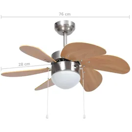 vidaXL Deckenventilator mit Lampe 76 cm Hellbraun