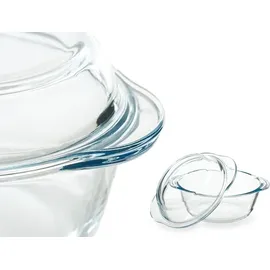 Pasabahce Borcam Auflaufform rund mit Deckel Bräter Schüssel Glasschale