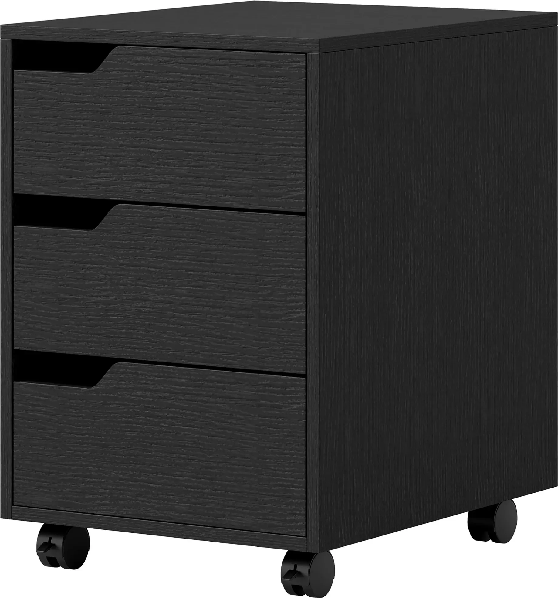 HOMCOM Rollcontainer, Büromöbel mit 3 Schubladen, Rollcontainer, für Dokumente und Ordner, 40 x 50 x 57,5 cm, schwarz   Aosom
