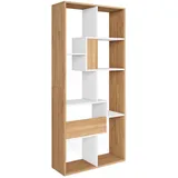 SKRAUT HOME Bücherregal 67 x 31 x 162 cm Eiche/Weiß