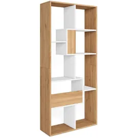 SKRAUT HOME Bücherregal 67 x 31 x 162 cm Eiche/Weiß