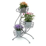 DanDiBo Ambiente DanDiBo Blumentreppe Metall Grau 75 cm Blumenständer mit 3 Ablagen 96011 Blumensäule Pflanzenständer Pflanzensäule Blumenhocker