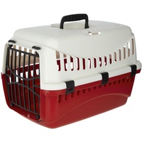 Kerbl Transportbox Expedion (Tiertransportbox Haustiere Katzen Hunde Kaninchen) aus Kunststoff 45x30x30 cm Creme/Bordeaux