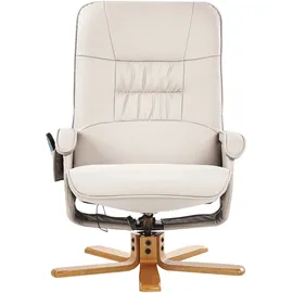 Beliani Massagestuhl RELAXPRO Kunstleder 75 x 100 x 80 cm Hellbeige mit Fußstütze