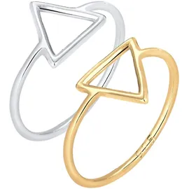 Elli Ring Damen Set Dreieck Geo Bi-Color in 925 Sterling Silber