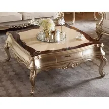 JVmoebel Quadratischer Kaffeetisch Gold Holz 120 x 52 cm