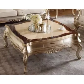 JVmoebel Quadratischer Kaffeetisch Gold Holz 120 x 52 cm