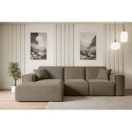 altdecor Ecksofa, Braun, Textil, 6-Sitzer, L-Form, Ottomane links, 266x165 cm, Wohnzimmer, Sofas - Couches, Wohnlandschaften, Ecksofas