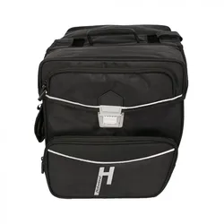 Haberland Doppeltasche Max - 33 Liter, formstabil, reflektierende Metallschlösser, Trinkflaschenfächer, schwarz, wasserdicht