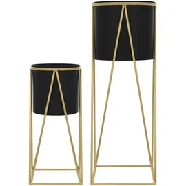 ML-Design Blumenständer 2er Set 21,8 x 22 x 47 cm Schwarz-Gold