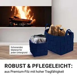 N8WERK Aufbewahrungskorb Filz mit Griff 35 x 25 x 25 cm blau