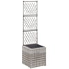 Hochbeet mit Rankgitter 1 Topf 30x30x107 cm Poly Rattan Grau