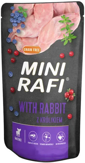 RAFI Mini Nassfutter mit Kaninchen, Heidelbeeren und Preiselbeeren für kleine Rassen 150g